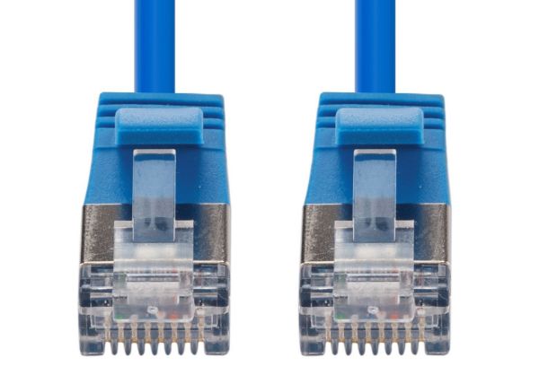 DYNAMIX PLSSE-C6A-1 - 1m Cat6A S/FTP Blue 10G LSZH Patch Lead 34AWG 802.3af Shielded Plug.