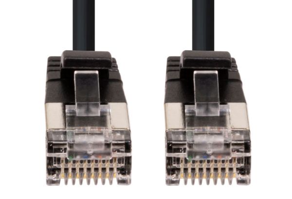 DYNAMIX PLSSK-C6A-0-75 - 0.75m Cat6A S/FTP Black 10G LSZH Patch Lead 34AWG 802.3af Shielded Plug.