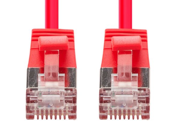 DYNAMIX PLSSR-C6A-0-5 - 0.5m Cat6A S/FTP Red 10G LSZH Patch Lead 34AWG 802.3af Shielded Plug.