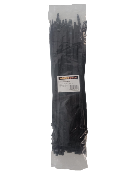 POWERFORCE POWCT55012BK-100 - 12.7 x 550mm Black UV Cable Ties Pack of 100 114kgs Tensile Strength
