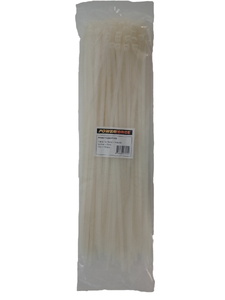POWERFORCE POWCT5508NT-100 - 8 x 550mm Natural Cable Ties Pack of 100 80kgs Tensile Strength