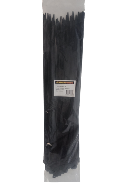 POWERFORCE POWCT6859BK-100 - 9 x 685mm Black UV Cable Ties Ties Pack of 100 80kgs Tensile Strength