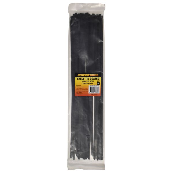 POWERFORCE POWCTSS5208-50 - 8 x 520mm 316L Stainless Steel Cable Ties Pack of 50 1335N/136kgs Tensile Strength