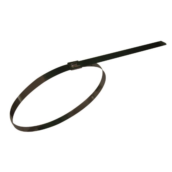 POWERFORCE POWCTSSC3004-100 - 4.6 x 300mm 316L Stainless Steel Cable Ties Pack of 100 667N/68kgs Tensile Strength