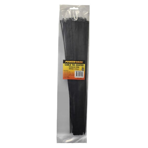 POWCTSSC5204-100 - POWERFORCE POWCTSSC5204-100 - 4.6 x 520mm 316L Stainless Steel Cable Ties Pack of 100 667N/68kgs Tensile Strength