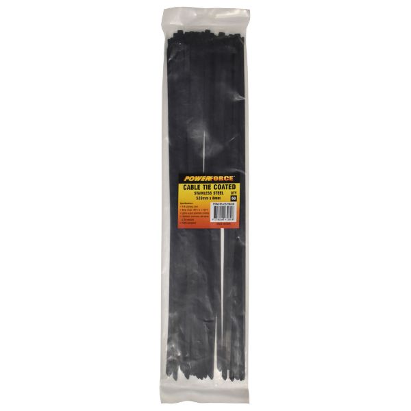 POWERFORCE POWCTSSC5208-50 - 8 x 520mm 316L Stainless Steel Cable Ties Pack of 50 1335N/136kgs Tensile Strength