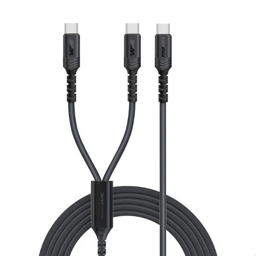 POWERLINK-3C-BLK - PROMATE POWERLINK-3C-BLK - 1.4M 140W PD USB-C to Dual USB-C Charging Cable. Black