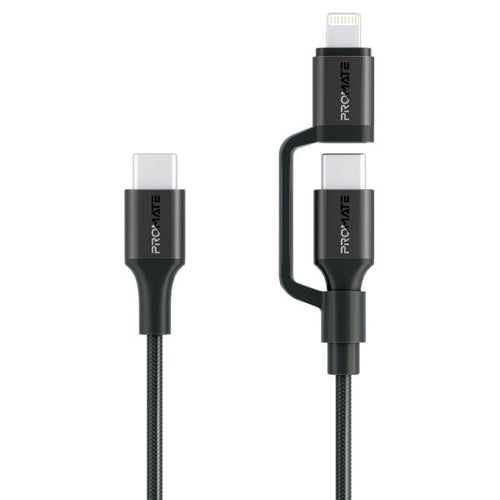 POWERLINK-CCI-BK - PROMATE POWERLINK-CCI-BK - 1.2m 60w MFi Certified 2-in-1 USB-C Sync & Charge 1x USB-C & 1x Lightning
