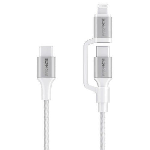 POWERLINK-CCI-WT - PROMATE POWERLINK-CCI-WT - 1.2m 60w MFi Certified 2-in-1 USB-C Sync & Charge 1x USB-C & 1x Lightning