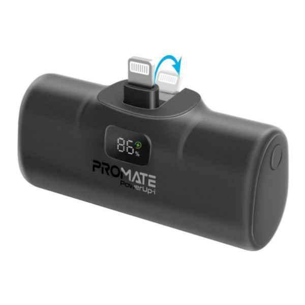PROMATE POWERUP-I - 5000mAh Ultra Compact 20W Power Bank Built-in Lightning Foldable Connector. Kick Stand