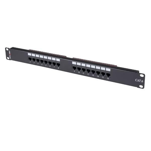 DYNAMIX PP-C6-16 - 16 Port 19'' Cat6 UTP Patch Panel T568A & T568B Wiring 1RU 110x Terminations