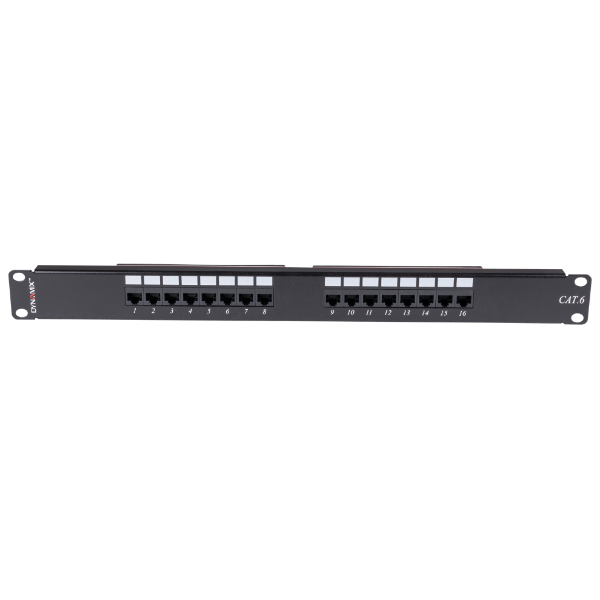 DYNAMIX PP-C6-16 - 16 Port 19'' Cat6 UTP Patch Panel T568A & T568B Wiring 1RU 110x Terminations