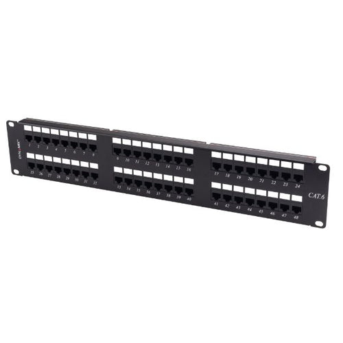 PP-C6-48 - DYNAMIX PP-C6-48 - 48 Port 19'' Cat6 UTP Patch Panel T568A & T568B Wiring. 2RU 110x Terminations