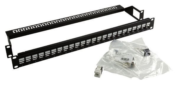 DYNAMIX PP-C6AUTP-24 - Cat6A 180 Unshielded Keystone Patch Panel 24 Port w/ Cable Management 1U