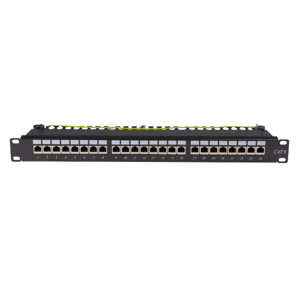 DYNAMIX PP-C6S-24 - 19'' Cat6 24-Port RJ45 1U Shielded Patch Panel. Easy Field Label System & Port