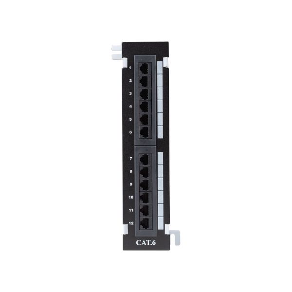 DYNAMIX PP-MINI12-C6B - Mini 1U RJ45 12 Port Patch Panel Cat6 T568A & T568B Wire Dims: L 254mm W 60mm D 40mm
