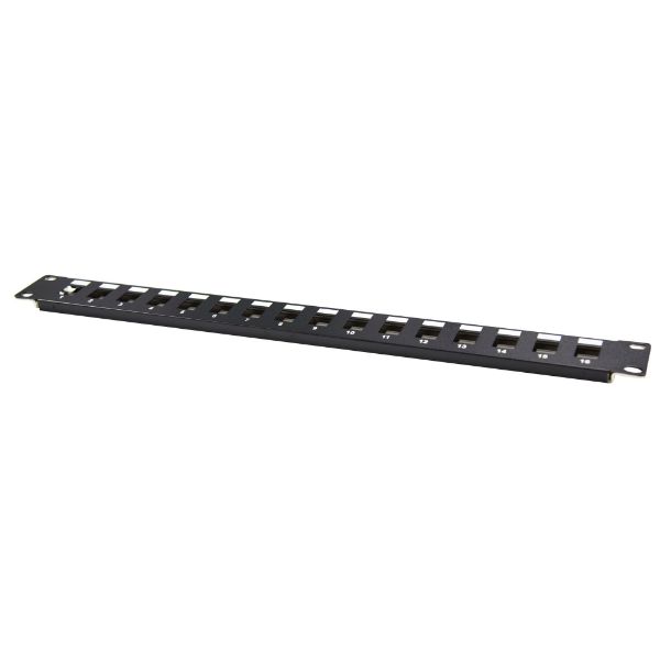 DYNAMIX PP-UK-16 - 19'' 16 Port Unloaded Patch Panel Keystone Inserts 1RU REQUIRES SLIMLINE KEYSTONE