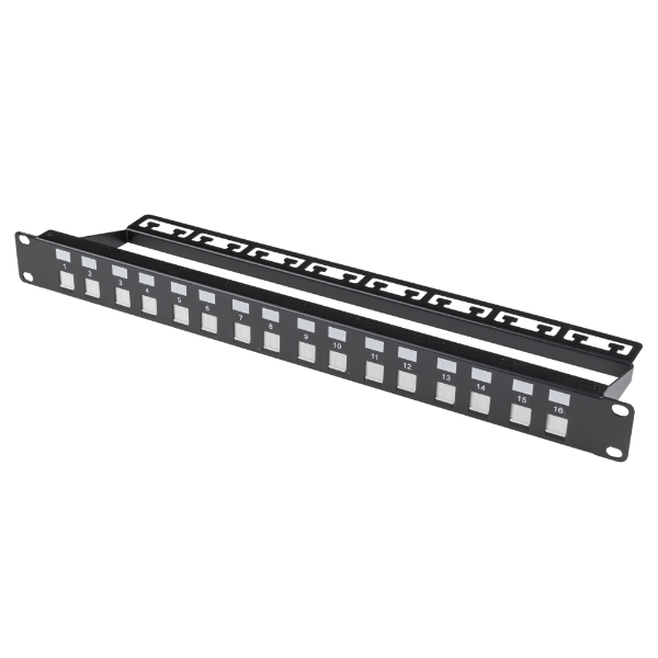 DYNAMIX PP-UKS-16 - 16 Port Unloaded Patch Panel Shuttered Keystone Inserts 1RU