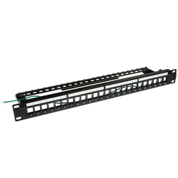 DYNAMIX PP-UKSTP-24RMB - 24 Port 19'' 1RU STP / UTP Unloaded Keystone Patch Panel w/ Rear Cable Management