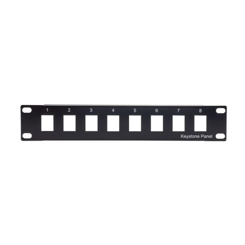 PP10-UKS-8 - DYNAMIX PP10-UKS-8 - 10'' 8 Port Unloaded Keystone Jack Patch Panel for 10'' Cabinet R10 Series
