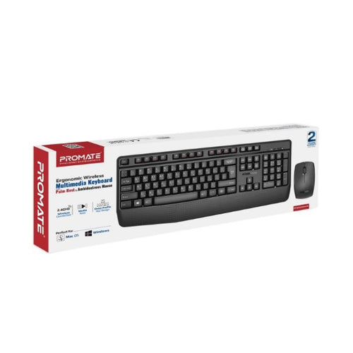 PROCOMBO-14 - PROMATE PROCOMBO-14 - Ergonomic Wireless Multimedia Keyboard & Mouse Ergonomic Ambidextrous Mouse