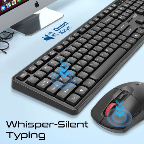PROMATE PROCOMBO-15 - Ergonomic Wireless Keyboard with Silent Keys and 5000DPI Mouse