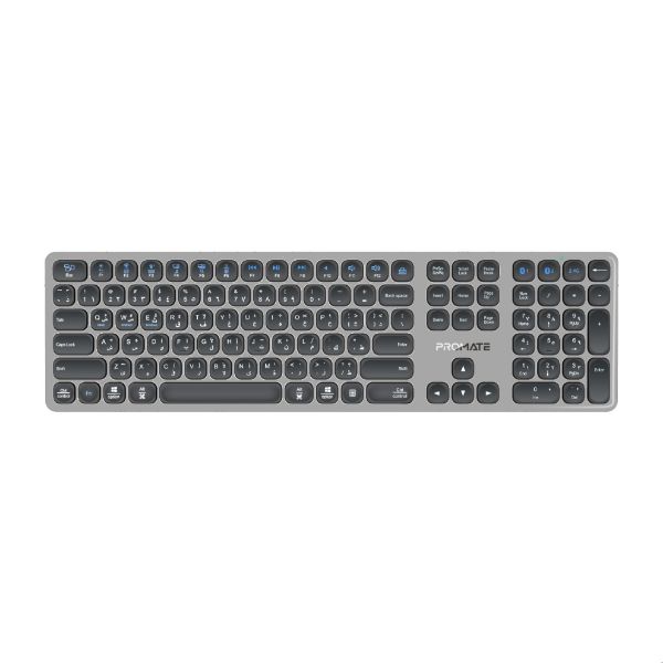 PROMATE PROKEYS-XS - Full-Size Triple-Mode Wireless Keyboard with Scissor Keys & Silent Keys, Angled Kickstand