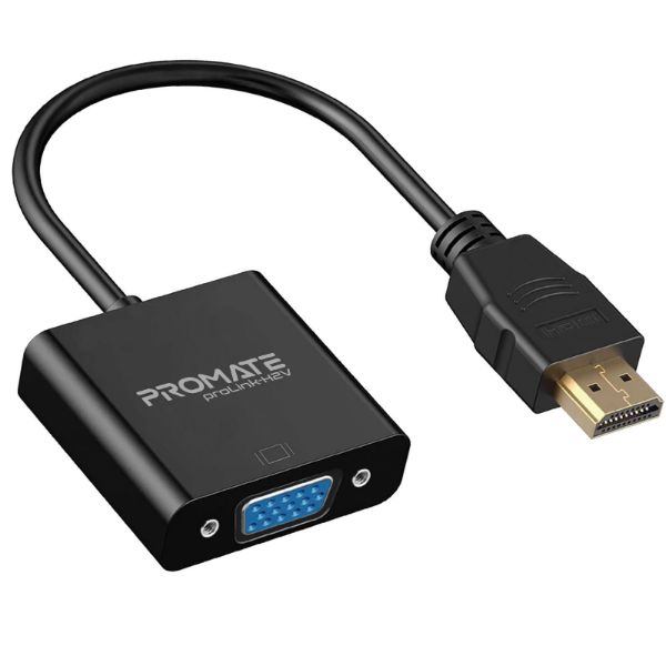 PROMATE PROLINK-H2V-BLK - HDMI (Male) to VGA (Female) Display Adaptor Kit. Supports up to 1920x1080@60Hz.