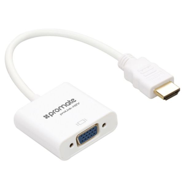 PROMATE PROLINK-H2V-WHT - HDMI (Male) to VGA (Female Display Adaptor Kit. Supports up to 1920x1080@60Hz.