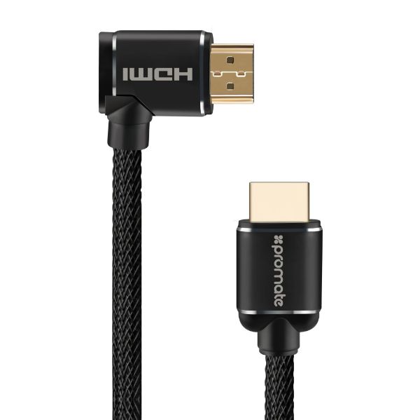 PROMATE PROLINK4K1-300 - 4K HDMI right angle 24K Gold plated. High-Speed Ethernet. 3D. Mesh Braided