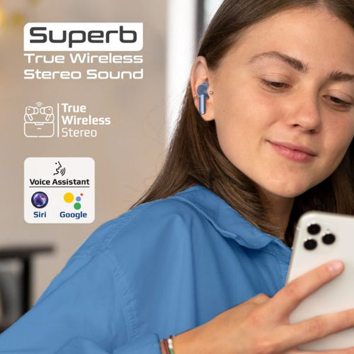 PROPODS-BL - PROMATE PROPODS-BL - In-Ear HD Bluetooth Earbuds with Intellitouch & 400mAh Charge Case & Microphone