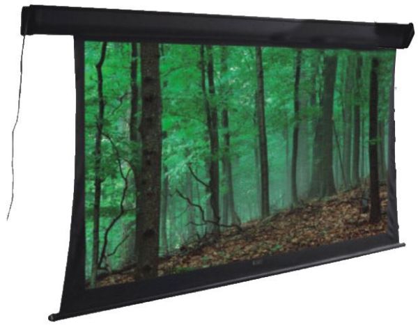 BRATECK PRS108ETT - 108'' Deluxe Tab-tensioned Electric Projector Screen Matt white fibreglass screen. Black