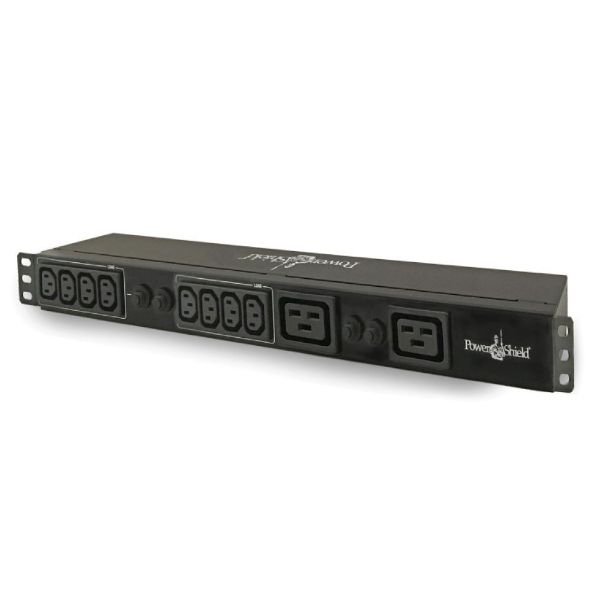 POWERSHIELD PSPDU6K - 10-Port 1RU Horizontal Power Rail w/ Hardwired Input 8x 10A IEC C13 Output Sockets