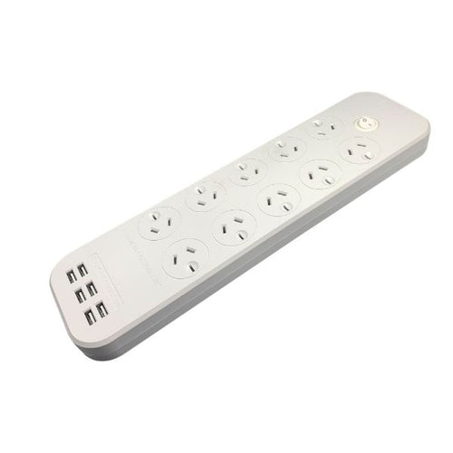 PT1055 - JACKSON PT1055 - 10-Way Powerboard w/ 6x USB-A Fast Charge Ports (4.5A) 10 Surge Protected Power Out
