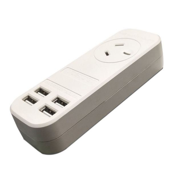 JACKSON PT3USB3A - 1x Outlet Power board w/ 4x USB Charging Outlets. 3.4A. 0.9m Lead