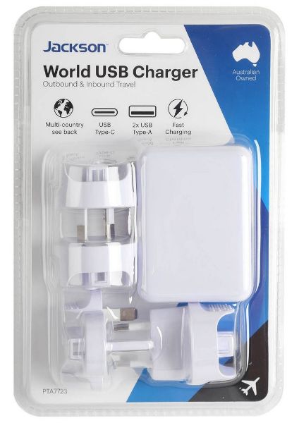 JACKSON PTA7723 - Worldwide USB Charger Adaptor. Perfect for All International Travellers. Fast