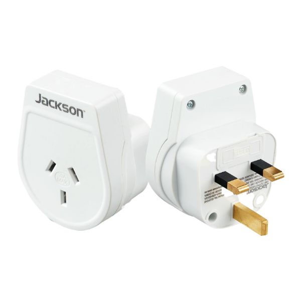 JACKSON PTA8811M - Slim Outbound Travel Adaptor for use in UK/Hong Kong 3-Pin NZ/AUS Plugs.