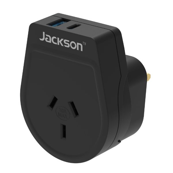 JACKSON PTA8811USBPD - Outbound 20W PD Travel Adapter USB-A/C Ports NZ/AUS Plugs for use in UK Hong Kong and more