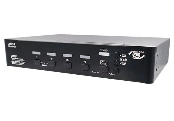 REXTRON QSBM-3214 - 4-Port Seamless True 4K KVM Switch Video Matrix PbP Mode MbM Mode USB 3.2 Serieal