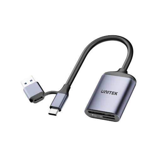 R1018E01 - UNITEK R1018E01 - 2-in-1 USB-C/A SD4.0 Card Reader. Simultaneously Reads/Writes