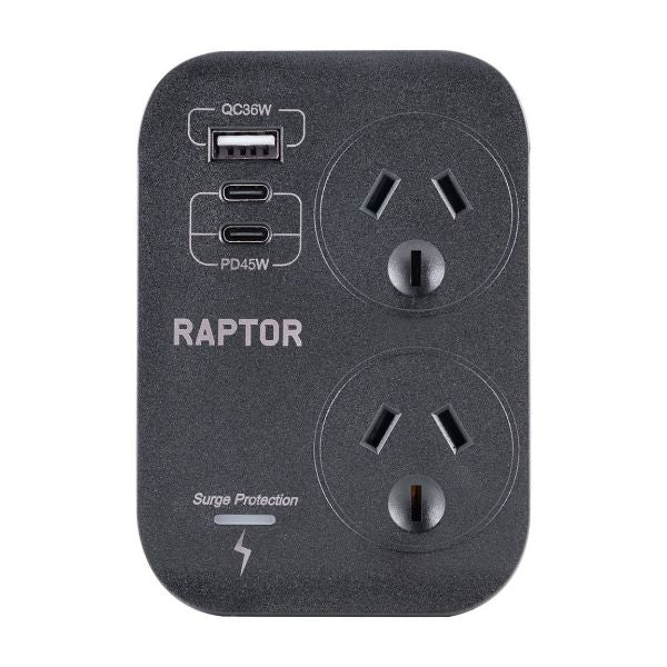 JACKSON RAP245 - Raptor 2 Way Adaptor 2x USB-C 45W PD 1x 36W USB-A Ports