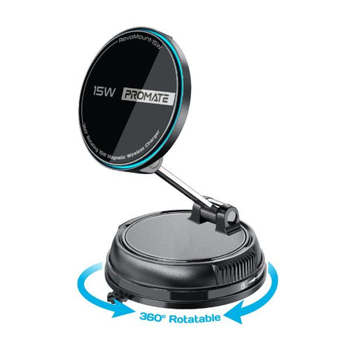 REVOMOUNT-15W - PROMATE REVOMOUNT-15W - SecureGrip 360 Cradleless 15W MagSafe Compatible SmartPhone Charger Mount