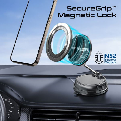REVOMOUNT-15W - PROMATE REVOMOUNT-15W - SecureGrip 360 Cradleless 15W MagSafe Compatible SmartPhone Charger Mount