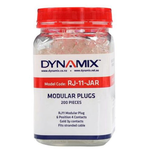 RJ-11-JAR - DYNAMIX RJ-11-JAR - RJ11 Plug 200pc Jar 6P4C Modular Plug 3 micron