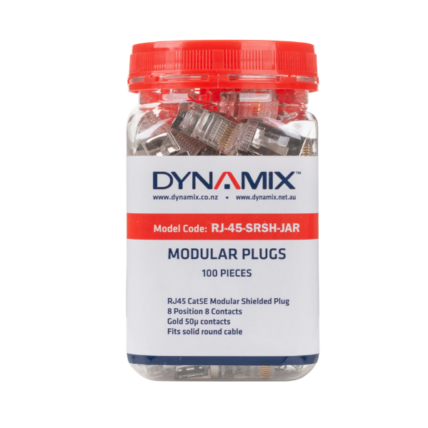 DYNAMIX RJ-45-SRSH-JAR - RJ45 100pc Jar 8P8C Shielded Modular Plug 50 Micron