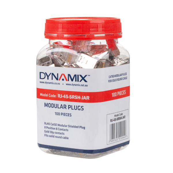 DYNAMIX RJ-45-SRSH-JAR - RJ45 100pc Jar 8P8C Shielded Modular Plug 50 Micron