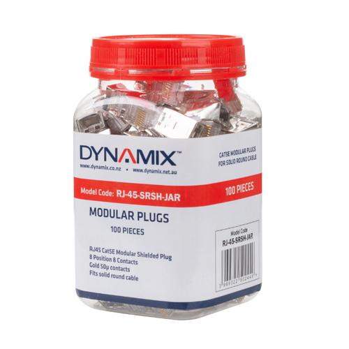 RJ-45-SRSH-JAR - DYNAMIX RJ-45-SRSH-JAR - RJ45 100pc Jar 8P8C Shielded Modular Plug 50 Micron