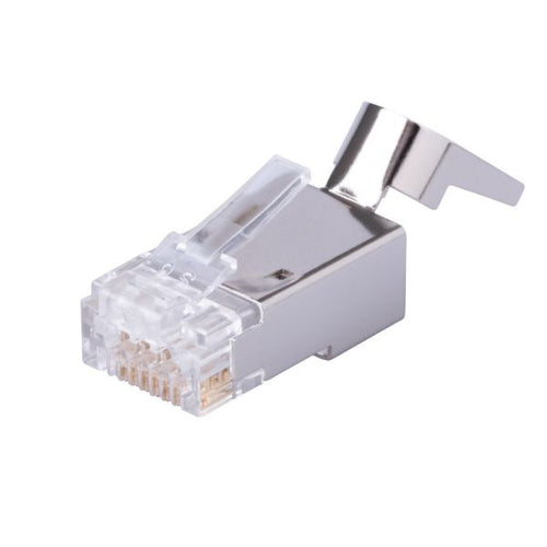 RJ-45PTC6AS-50J - DYNAMIX RJ-45PTC6AS-50J - Cat6/6A STP External Ground Push Through Plug 50pc Pack 2pc with Insert Solid/Stranded
