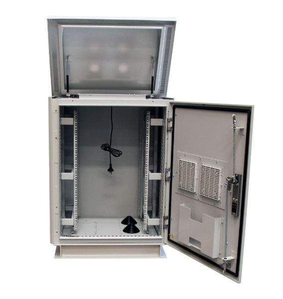 DYNAMIX ROD24-8X8GY - 24RU Outdoor FreeStanding Cabinet. (800 x 800 x 24U) IP45 Rated