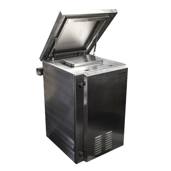 DYNAMIX RODWSS9-400FK - 9RU Stainless Vented Outdoor Wall Mount Cabinet (611x425x x515mm). SUS316 Stainless